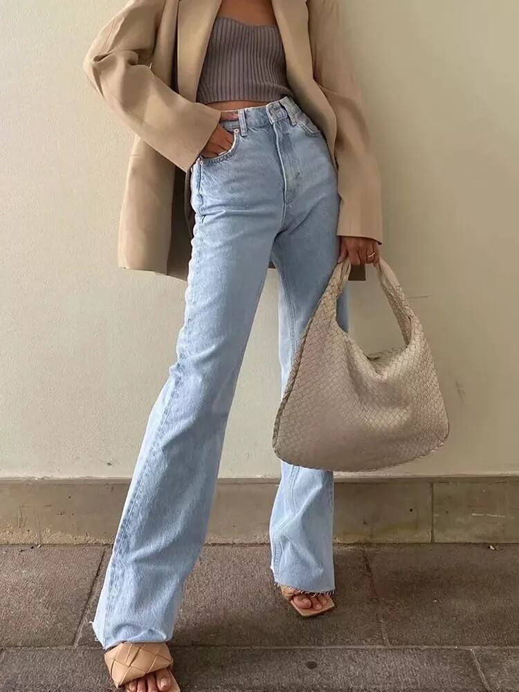 Calça Jeans Reta Wide Leg La Lila