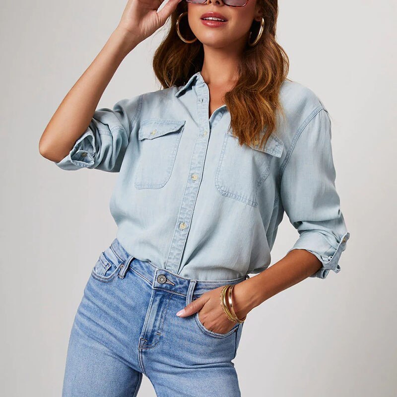 Camisa Feminina Jeans Riza