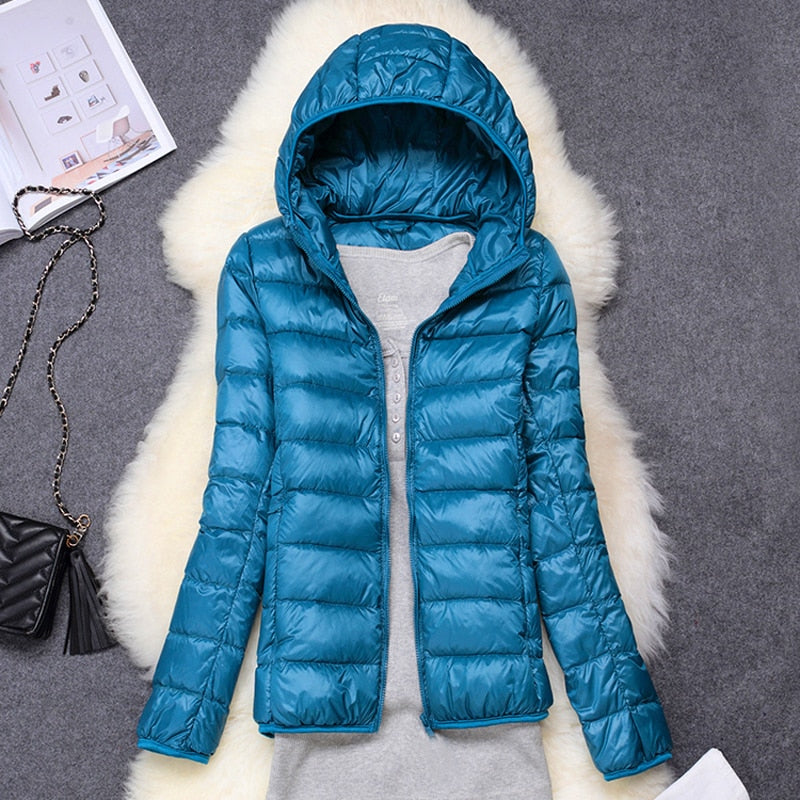 Jaqueta Feminina Puffer com Capuz + Brinde